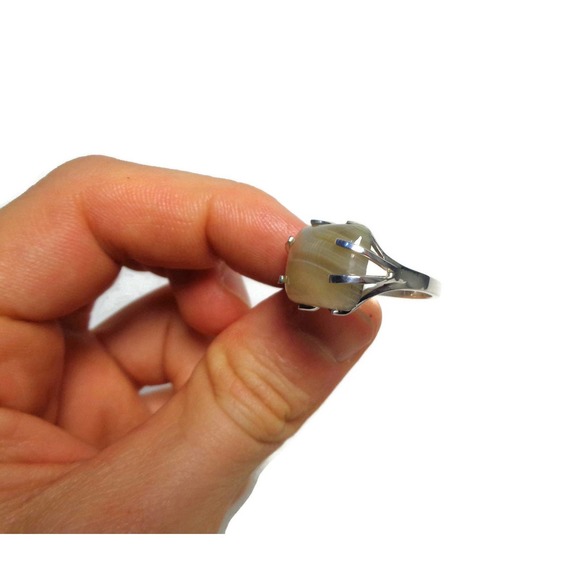 925 Sterling Silver Agate Ring, Natural Agate Ring Size 7.5, Custom Made Gift - Picture 5 of 9